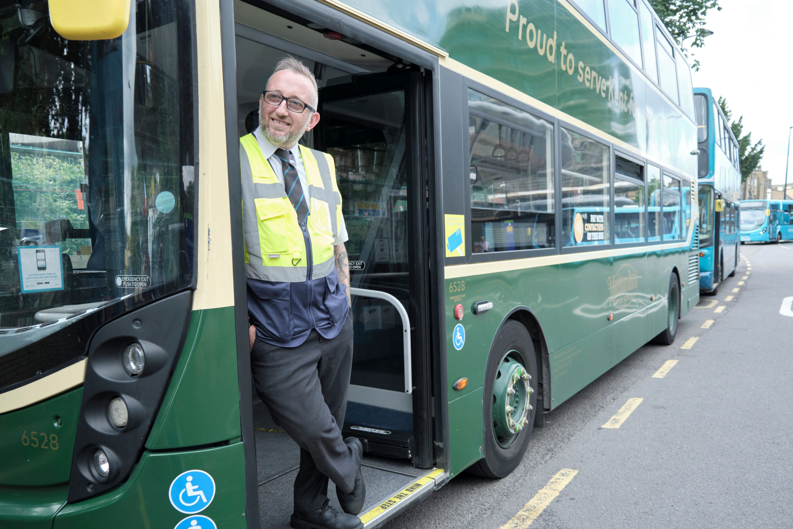 Arriva bus and worker