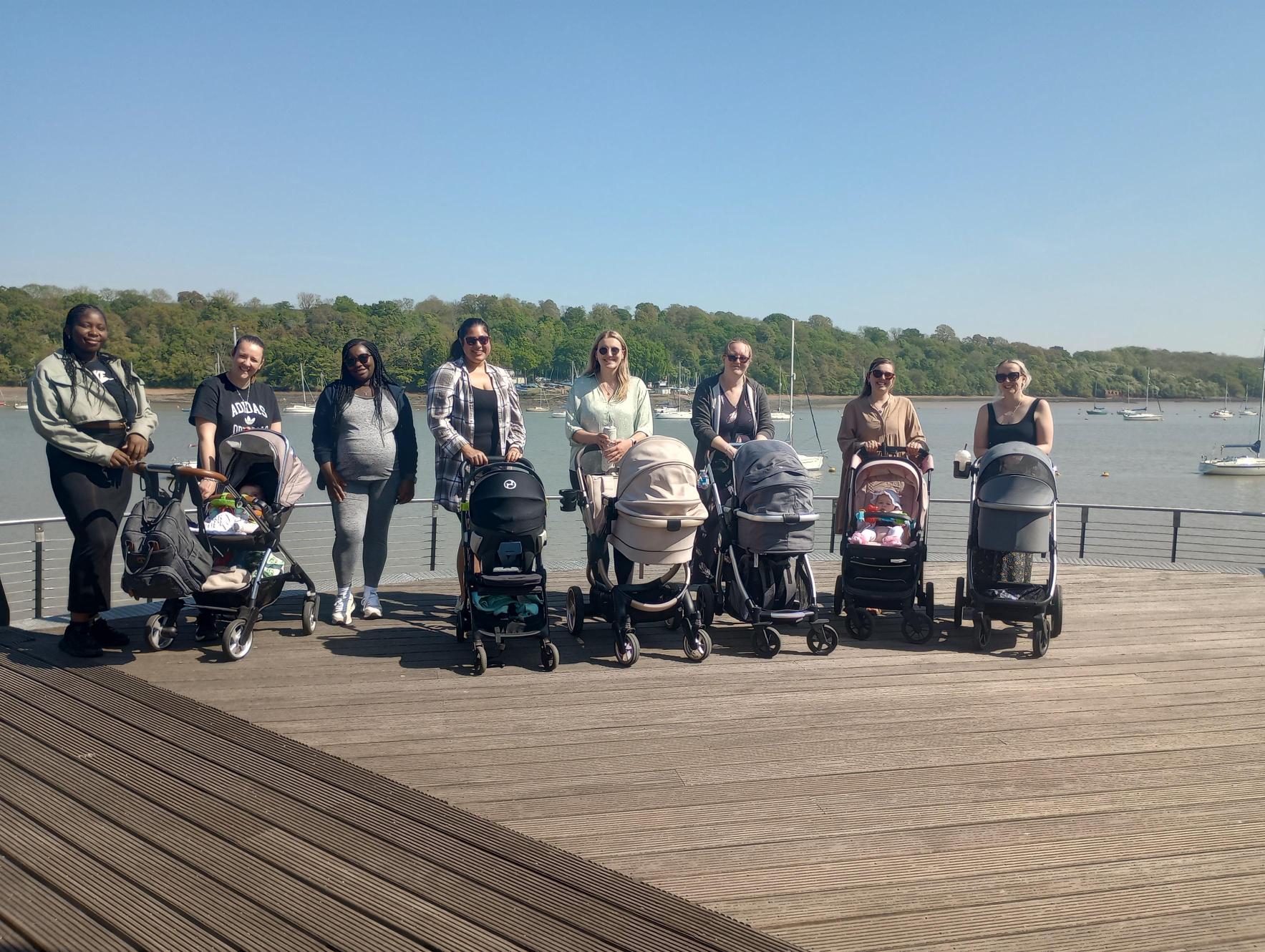Photo of pregnant and new mums on a walk
