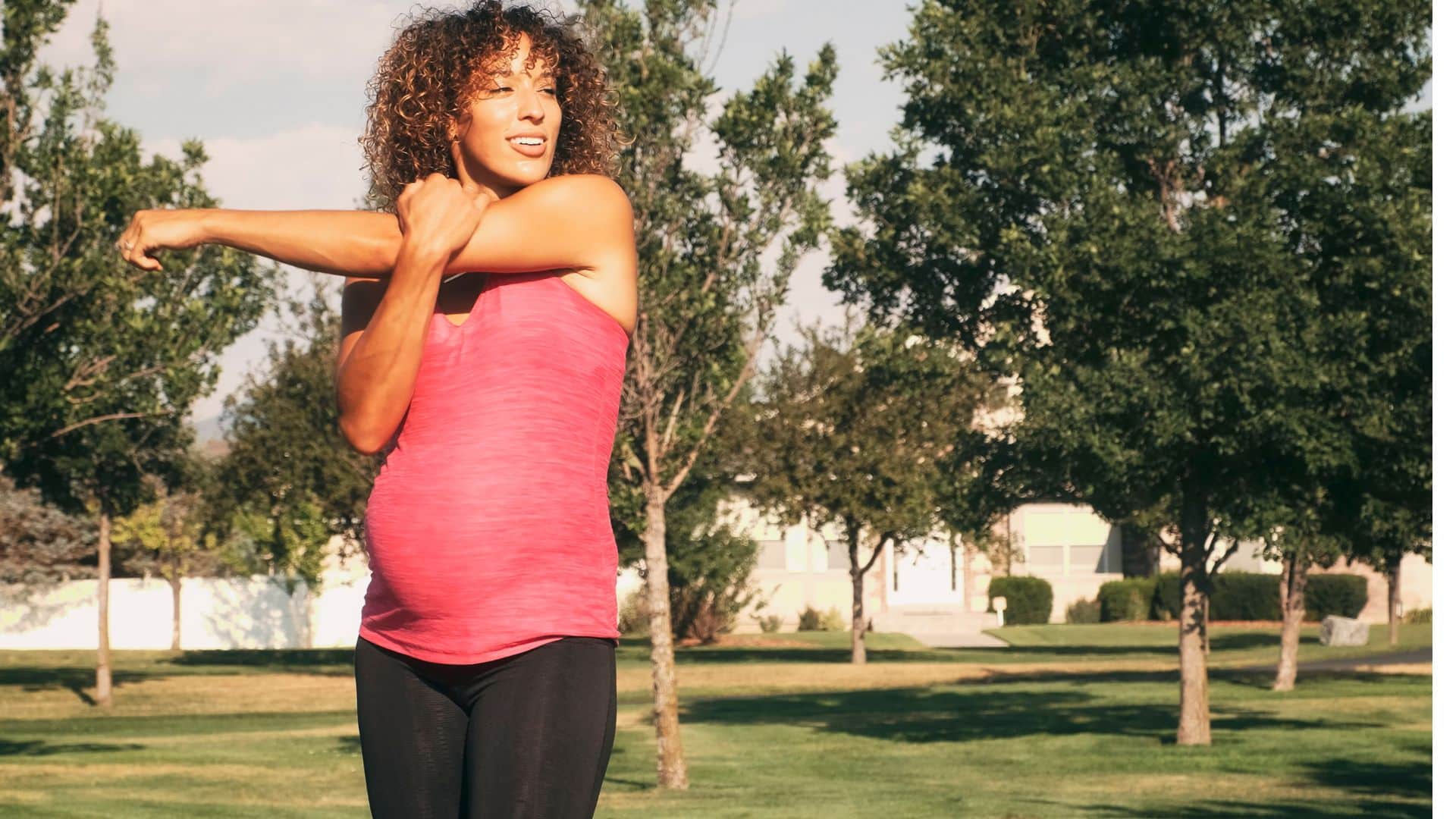 Pregnant woman stretching